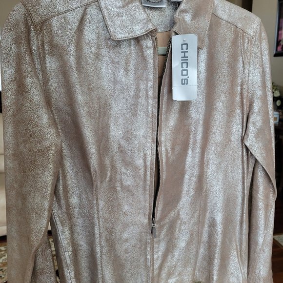 Chico's Leather Foil Jacket - Picture 3 of 5
